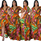 summer plus size hawaiian print dress