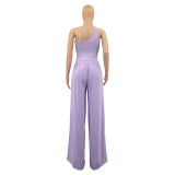2022 summer solid color loose casual wide leg pants