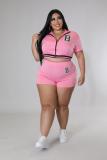 2022 summer plus size sexy sporty print loose casual shorts two piece set