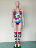 2022 Summer Print Sexy Bikini Bodysuit (with Socks)