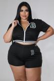 2022 summer plus size sexy sporty print loose casual shorts two piece set