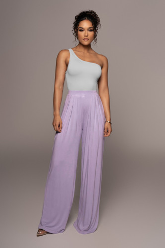 2022 summer solid color loose casual wide leg pants