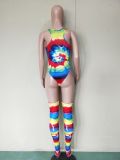 2022 Summer Print Sexy Bikini Bodysuit (with Socks)