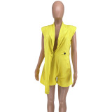 Summer 2022 Casual Solid Color Invisible Zipper Sexy Small Suit Jumpsuit
