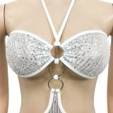 2022 Summer Sexy Sequin Backless Tube Top Hollow Fringe Jumpsuit Shorts Beachwear