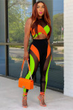 Summer 2022 Multicolor stitching mesh two-piece set