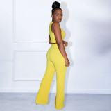 Summer pleated light sexy v-neck navel two-piece suit