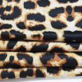 Summer Plus Size Sexy Leopard Print Irregular Collar Sleeveless Midi Dress