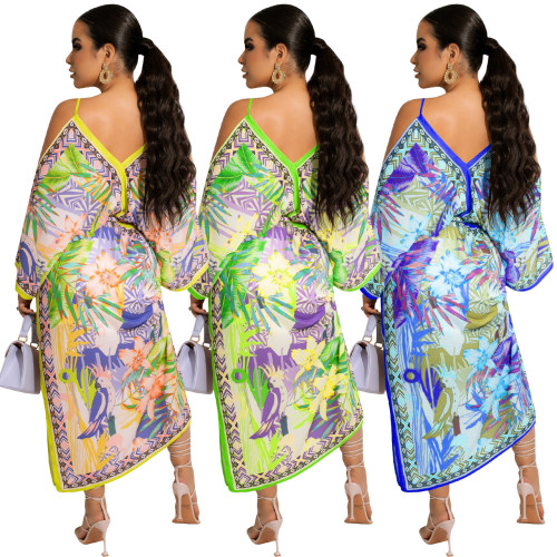 2022 Summer Sling Boho Print Dress