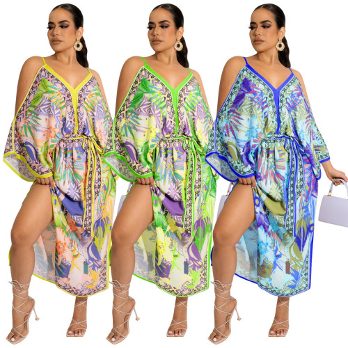 2022 Summer Sling Boho Print Dress