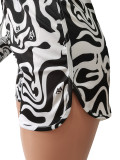 2022 Summer Print Multicolor Long Sleeve Shirt Shorts Casual Two Piece