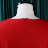 2022 summer solid color V-neck cape temperament dress