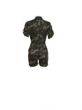 Summer casual camouflage short jumpsuit