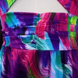 2022 Summer Suspender Print Sexy Swing Skirt Long Dress