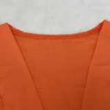 Summer Cotton Material V-Neck Button Tie Irregular Tassel Pants Two-Piece Set