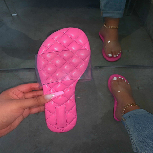Large size flat bottom transparent beach slippers