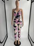 Summer Print Sexy Camisole V-Neck Pants Casual Two-piece Set