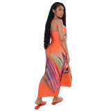 2022 Summer Wrap Breast Off Shoulder Colorful Striped Dress