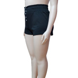 Plus Size Bud Stretch Button Shorts Casual Hot Pants