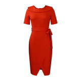 Solid Color Professional Office Dress