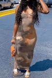 Summer Plus Size Printed Sling Wrap Hip Slim Dress