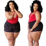 Plus Size Bud Stretch Button Shorts Casual Hot Pants