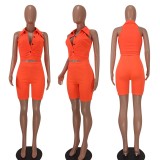 2022 Summer Casual Solid Color Sleeveless Two-piece Set