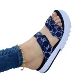 2022 summer plus size one word buckle bow flat slippers