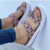 2022 summer plus size one word buckle bow flat slippers