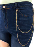 2022 summer plus size pencil pants high elastic slim fit ripped chain wash jeans