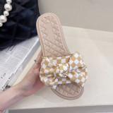 2022 summer plus size one word bow flat bottom casual sandals