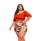 Summer plus size sexy one-shoulder culottes high-quality two-piece suit
