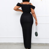 2022 summer sexy off-shoulder waist-length dress