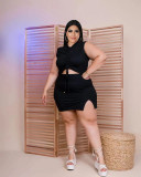Summer plus size small pit strip high elasticity short skirt two-piece set