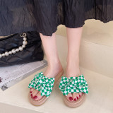 2022 summer plus size one word bow flat bottom casual sandals