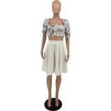 2022 Summer Princess Sleeve T-Shirt Printed Skirt Two-piece Set