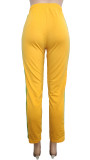 Summer Double Slip Pockets Waist Drawstring Sweatshirt Fabric Slash Colorblock Pants (Pants only)