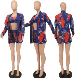 Summer Plus Size Printing Fashion Casual Beach Three-piece Set
