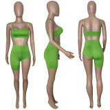 Summer big solid color sexy sports simple sling wrap chest shorts two-piece set