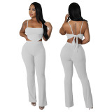 Summer sexy solid color suspenders backless chest wrapping two-piece suit