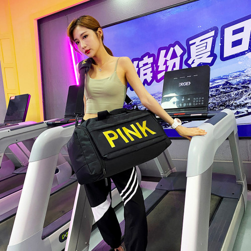 PINK travel bag sports bag fitness bag printing portable shoulder bag large capacity storage bag