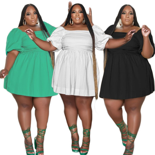 Summer Plus Size Solid Color Sexy Dress