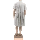 summer plus size single breasted cotton linen dress
