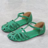 2022 Summer Retro Baotou Weave Soft Sole Sandals Flat Hollow Roman Sandals
