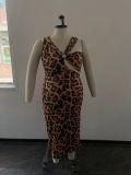Summer 2022 Large Size Print Leopard Print Irregular Stretch Dress
