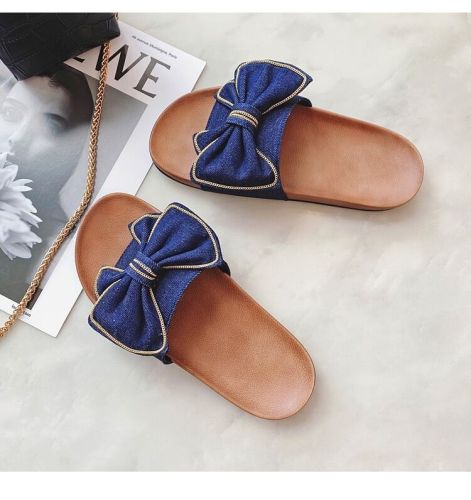 Summer flip flops casual bow beach shoes flat slippers