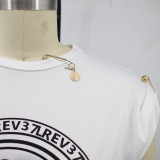 Summer 2022 Plus Size Feature Printed Pin Button Dress T-Shirt Short Skirt