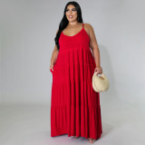 Summer plus size sexy suspender long doll dress