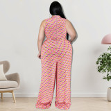 Summer 2022 Plus Size Wide Stand Collar Tank Top Jumpsuit