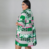 2022 Summer Plus Size Printed Mid Sleeve Long Shirt